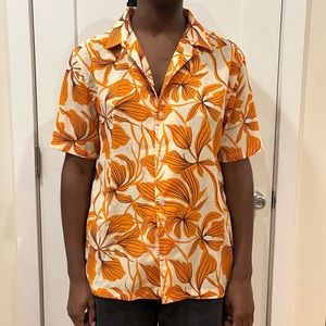 Fashion Nova size medium orange and cream button down
